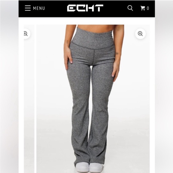 ECHT Grey High Waisted Flare Pants - Picture 4 of 7
